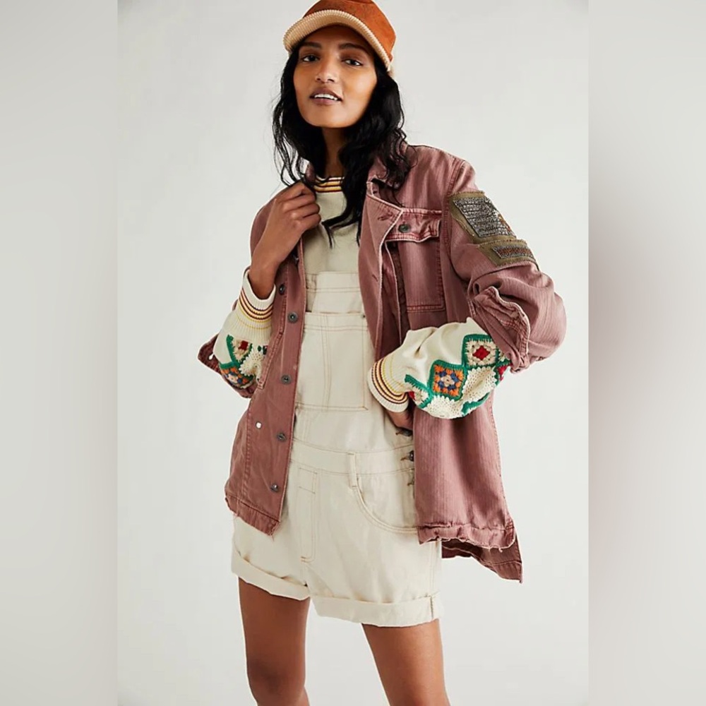 Free People Embellished Military Jacket